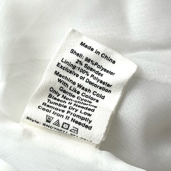 NWT AVEC FILLES Metallic Abstract Print Long Sleeve Tie Neck Ruffle Cuff Dress M - Picture 8 of 8